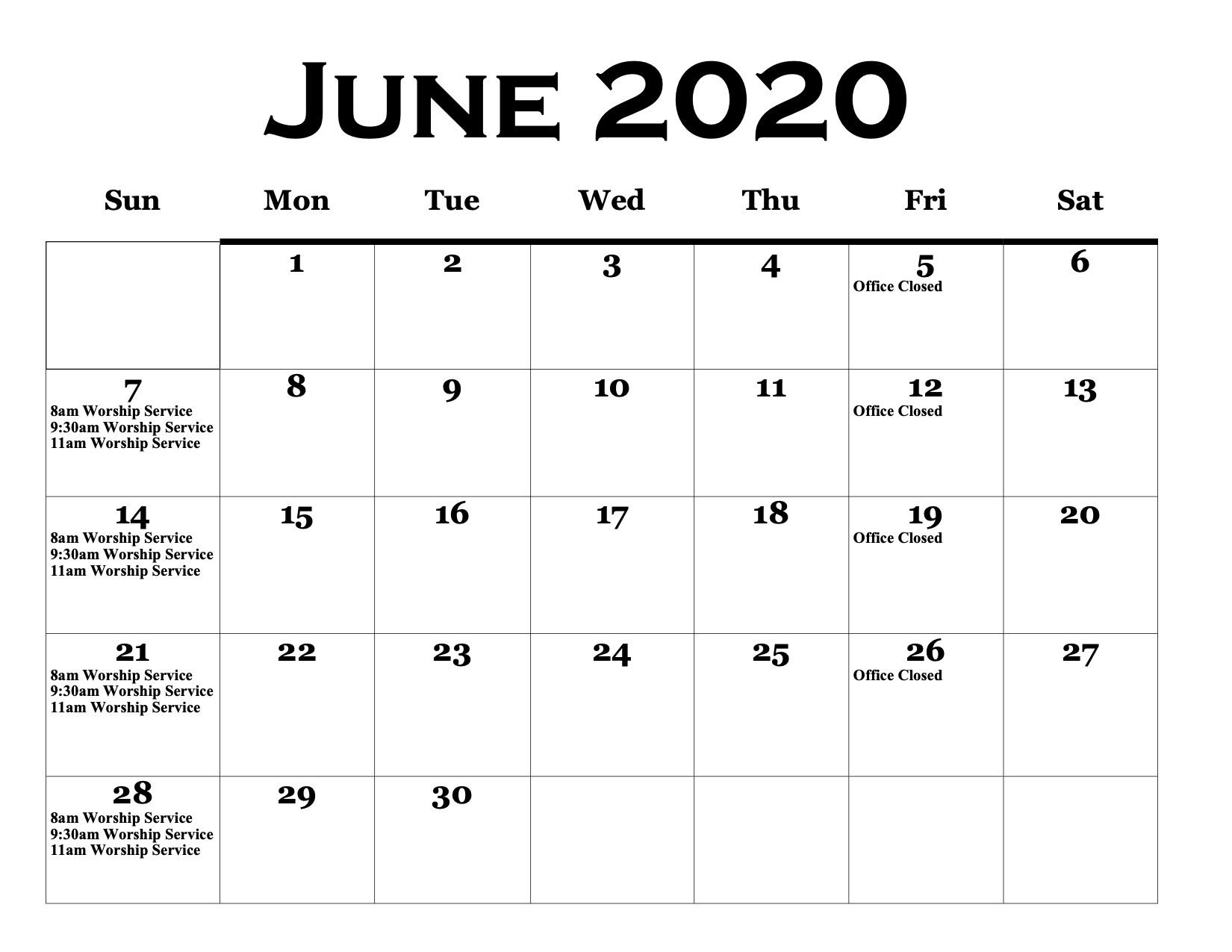 Calendar Hope Lutheran Church of Linden